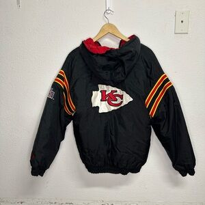 Black Hooded Jacket with Red and Yellow Stripes